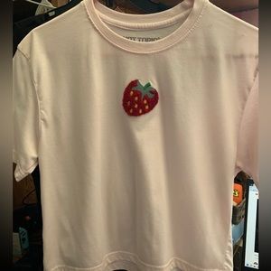 Hot Topic Light pink and red strawberry shirt